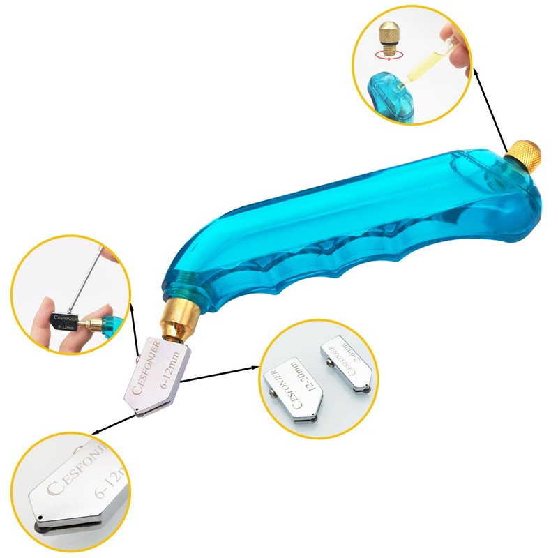 CESFONJER Glass Cutter, Carbide Glass Cutter Cutter, Glass Cutter Oil