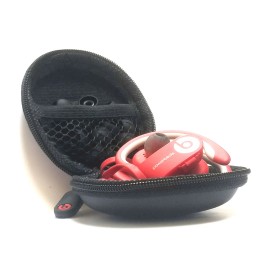 Unbranded/Generic Round Pocket Case for Beats In-Ear Earphones with 2 pcs. BLACK  Carabiner/Hook