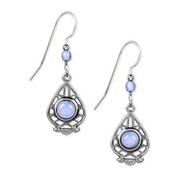 Silver Forest Silvertone Dangle Earrings with Agate Stone