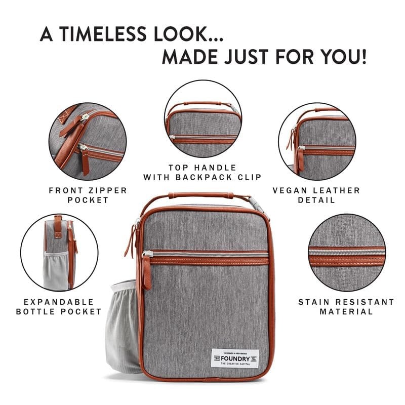 Foundry Insulated Lunch Bag for Men/Women/Kids with Bottle and Containers