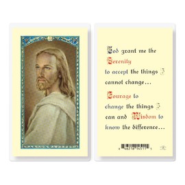 Serenity Prayer Head of Christ Laminated Holy Cards, 25-Count Value Pack