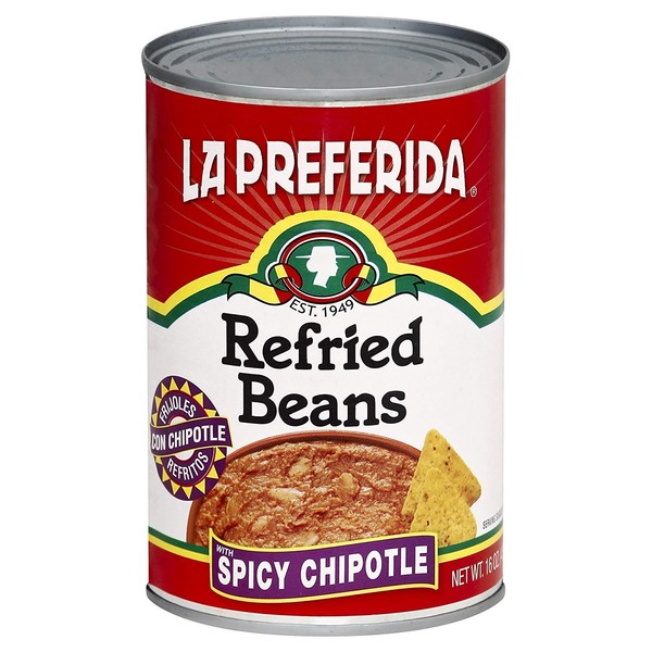 La Preferida Refried Beans, Spicy Chipotle, 16-Ounce (Pack of 6)