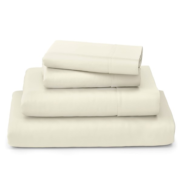 Cosy House Collection Luxury Bamboo Sheets - Blend of Rayon Derived from Bamboo - Cooling & Breathable, Silky Soft, 16-Inch Deep Pockets - 4-Piece Bedding Set - Queen, Cream