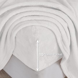 Viviland Plush Micro Fleece Queen Bed Sheet Set - Soft Fuzzy Polar Fleece Velour Velvet Sheets - Extra Warm Winter Fleece Bed Sheets with Deep Pocket - White - Queen