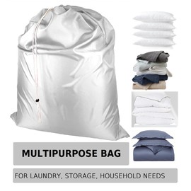 Super Extra Large Heavy Duty 100% Nylon Laundry Storage Bag, H U G E size: L 40" x H 50", Laundry Bag with Locking Closure Drawstring, Machine Washable, XXL Organizer Bag. Made in USA (WHITE)
