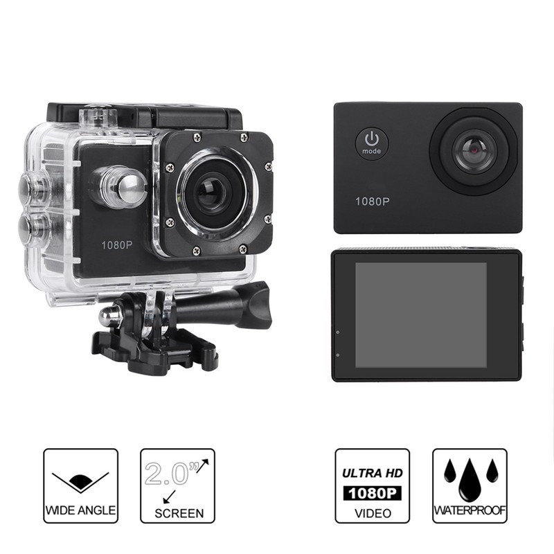 1080P HD 2inch LCD Screen Sports 30m Waterproof Action Camera
