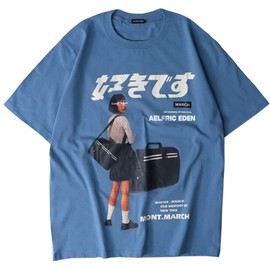 Aelfric Eden Mens Oversized T Shirts Tees Distorted Portrait Print Crew Neck Cotton Tops Streetwear Casual Shirt