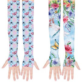 2 Pairs Gardening Sleeves for Women Sun Protection Arm Sleeves for Women Anti-Slip Floral Gardening Sleeves