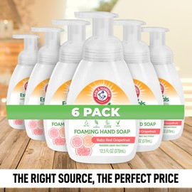 Arm & Hammer 6 Pack Foaming Hand Soap for Skin Cleaning - Ruby Red Grapefruit Scent - Hand Soap Pump with Aloe Vera & Different Ingredients 12.5 Fl Oz (370mL)