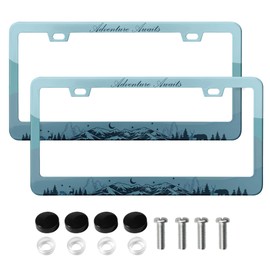 Mountains License Plate Frame Adventure Awaits License Plate Frames 2 Pack License Plate Holder Car Decor Blue License Plate Frames for Women Lightweight