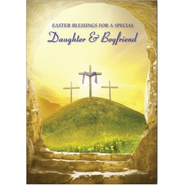 Daughter & Boyfriend Religious Easter Card - Christian Easter Card - A5 Size with Envelope