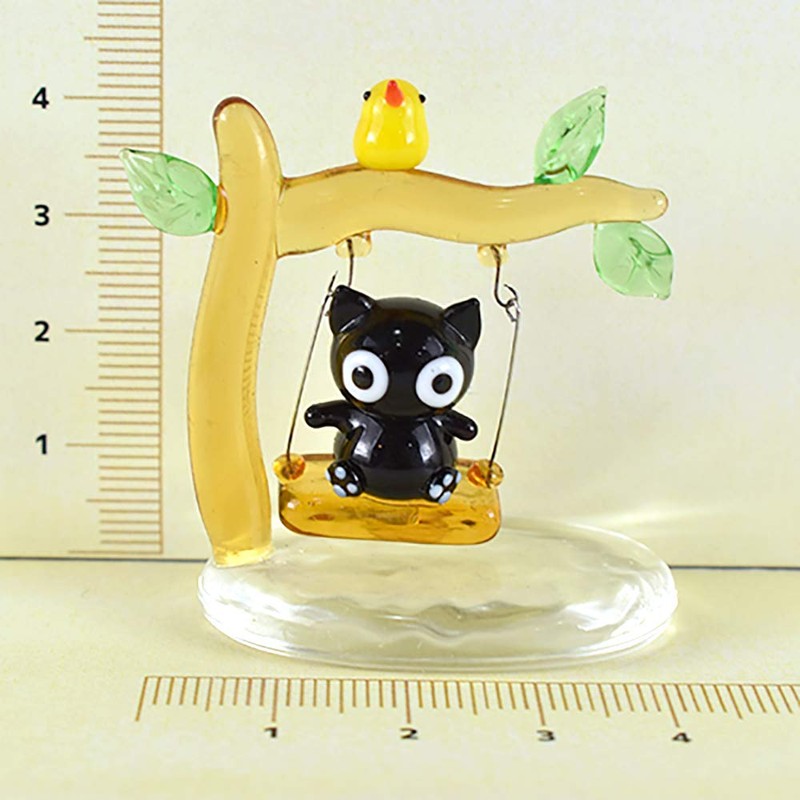 Cute Handmade Glass Crafted Swing Cat cyk1184