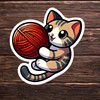 eDesign 2-Pack Cat Playing with Yarn Cute Cat Stickers Decal