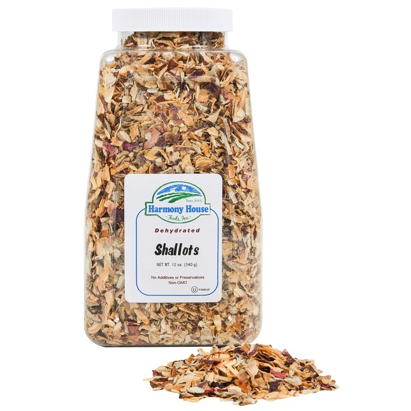 Harmony House Premium Dehydrated Shallots (8 oz, Quart Size Jar)