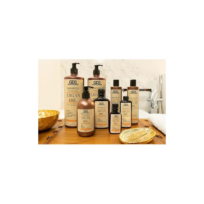 Kit Shampoo Acondicionador Y Aceite De Argan Gd3 Reparacion