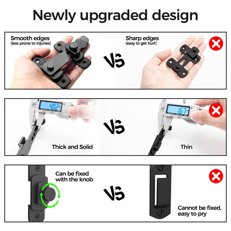 Gemasp Upgrade Sliding Barn Door Lock Latch, Stainless Steel Gate
