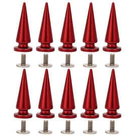 10Pcs Punk Rivets Stud Screw Tree Shape 10x26MM Large Size Cone Spike Back Spikes for DIY Leather Shoes Jacket Craft Garment Bag(Red)