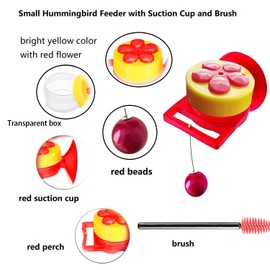 Hummingbird Feeder Red Flower Small Bird Feeders Plastic Garden Tool with Perch
