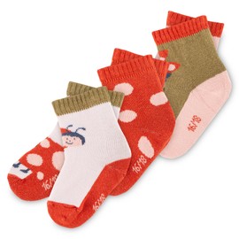 Sigikid Baby Girls Socks Set 3 Pairs, Red/Pink/Green, 3-4.5