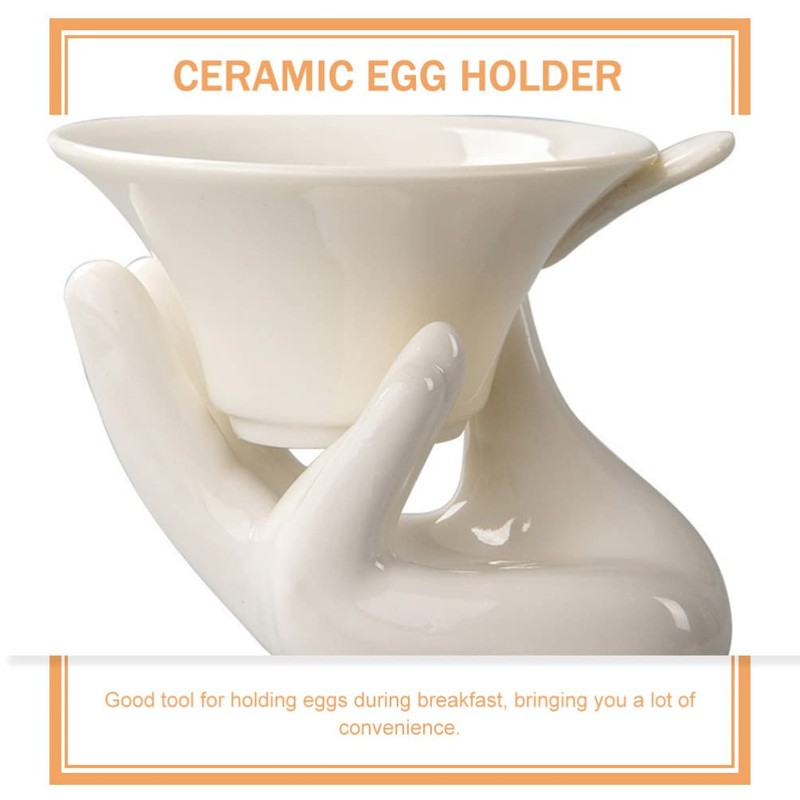 2Pcs Ceramic Hand Frame Boiled Egg Holder Breakfast Egg Stand