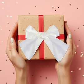 Nicerity Satin Ribbon 4inch Wide Polyester Ivory Ribbon for Gift Wrapping Weddings Party Hair Bow Invitation Decorations and More (White)