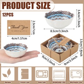 12 Pcs 3.3 Inches Small Ceramic Bowl for Wedding Boho Dipping Bowl Mexican Pottery Dishes Rustic Wedding Souvenirs Decor for Bridal Shower Guest Gifts