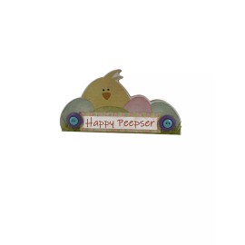 Unbranded AGD Easter Decor - Happy Peepster Chick Egg Chunky Wood Sitter