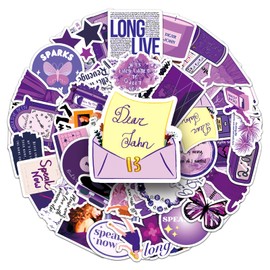 50Pcs Speak Now Album Inspired Waterproof Stickers - Vintage Country Music Decals with Lyrics & Guitars - Durable Vinyl Set for Laptops, Journals, Tumblers