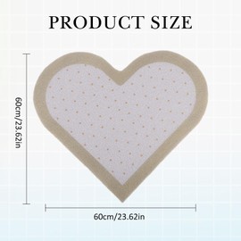 LY4U Corner Shower Mats Non-Slip Anti-Mould 60 x 60 cm Heart Shape Shower Mats for Indoor Shower, PVC Bath Mats for Bathroom Wet Shower Areas, Quick Drying, Khaki + White