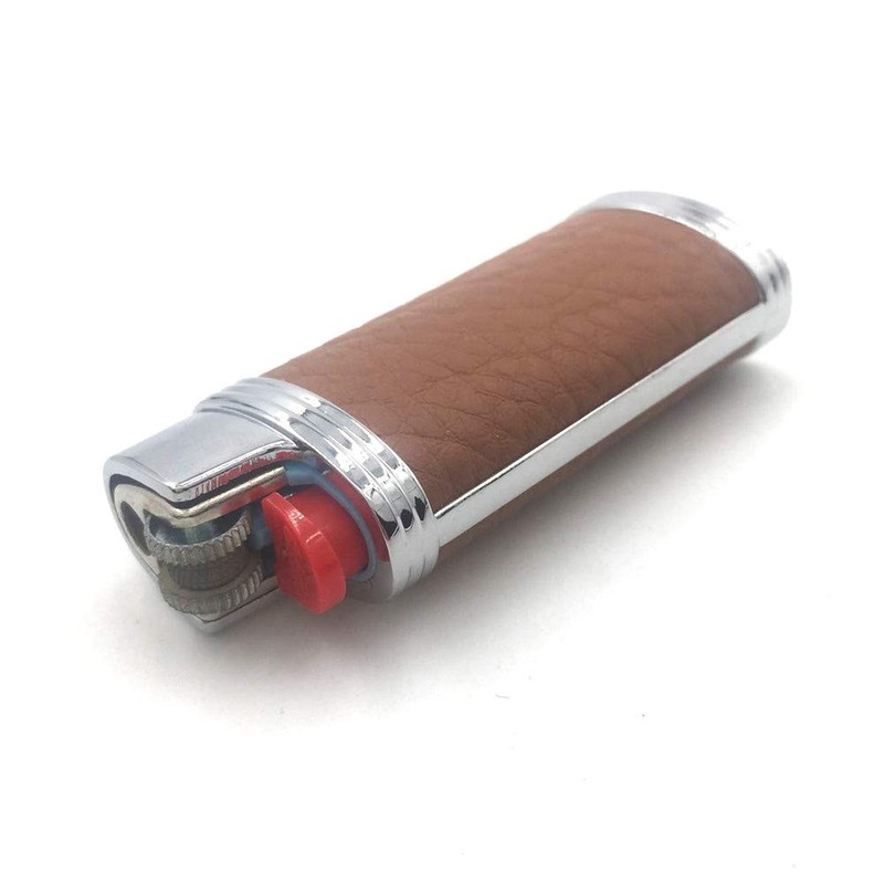 Lucklybestseller Metal Leather Lighter Case Cover Holder for Bic Mini