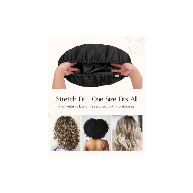 Yanibest Gorro Ducha Mujer Reutilizable Impermeable Forro Satén Banda Elástica