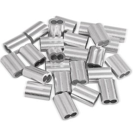 Labeumela 1/4" Aluminum Crimping Loop Sleeve 25PCS, Cable Ferrule Wire Rope Sleeves Loops Sleeve