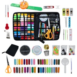Sewing Kit for Adults, Needle Thread Kit for Sewing, Sewing Supplies Accessories with Tailor Scissors, Thread spools, Bracelet Pin Cushions, Thimble, 30 Needles, Emergency DIY Home Button Repair Kit