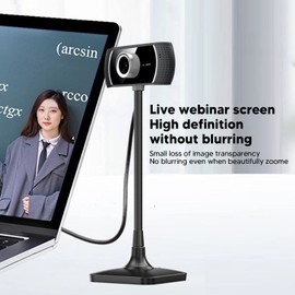 HD Webcam, USB Webcam with Manual Focus and Microphone, USB Webcam for Desktop Laptops for Video Calls, Conference Recording