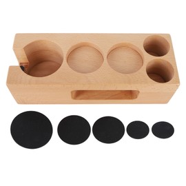 Wood Coffee Filter Tamper Holder Wooden Coffee Tamper Mat Stand for Home Cafe Restaurant Hotel Office 51mm 5 Hole