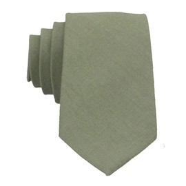 Mens Solid Skinny Linen Tie with Pocket Square Gift, Sage Green, Size One Size