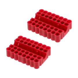 sourcing map 2pcs Plastic Hex Shank Screwdriver Bit Holder Organizer 32 Holes 1/4 Inch Plastic Drill Bits Storage Case for Any 1/4" Hex Shank Metal Driver Bits Use, Red