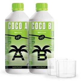 Plant Nutrients Liquid Fertilizer 500 ML A 1-4-2 & 500 ML B 3-0-0.5 Plant Food Support Plant Growth Throughout Entire Cycle Veg and Flower Indoor Outdoor Hydroponic Coco Garden (500 ml)
