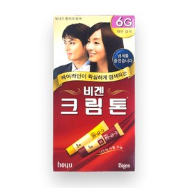 Gray hair, gray hair, fashionable dyeing, Bigen cream tone 6G, natural brown, 40g x 2 / 새치머리 흰머리 멋내기 염색 비겐크림톤 6G 자연갈색 40g x 2개
