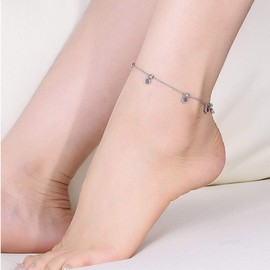 Womens Anklets 925 Sterling Silver Topaz Charm Anklet Bracelet Adjustable Ankle Foot Chain, Gift for Mother's Day