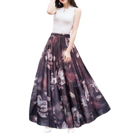 Afibi Boho Floral Long Summer Beach Chiffon Wrap Cover Up Maxi Skirt for Women (Large, Pattern 107)