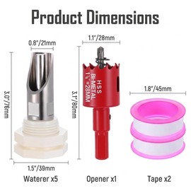 5pcs Pig Nipple Waterer for Barrel Kit – Automatic Stainless Steel Pig Drinker Feeder with Leak-Proof Connectors, Hole Opener Included, Easy DIY Installation Watering System for Pigs, Piglets, Goats