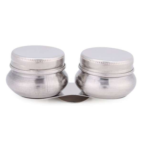 Akozon Palette Cup Stainless Steel Large Double Palette Cup Oil Paint Megilp Turpentine Solvent Container with Lid