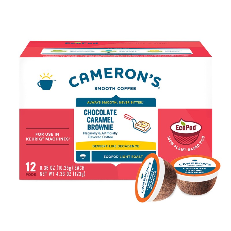 Cameron's Coffee Single Serve Pods, Flavored, Chocolate Caramel Brownie, 12