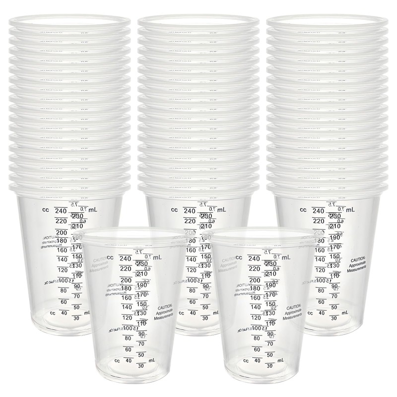 100 Pack Plastic Measuring Cups - 8 oz Mixing Cups