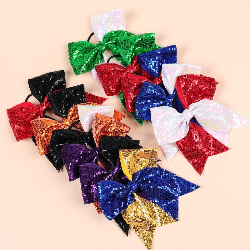 Xansema Bow Hair Tie for Girls Large Cheer Bow Sequins