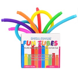 Special Supplies 16-Pack Fun Pull Pop and Fun Tubes for Kids Stretch, Bend, Build, and Connect Toy, Provide Tactile and Auditory Sensory Play, Colorful, Heavy-Duty Plastic