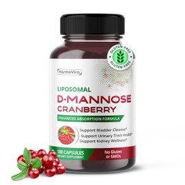 HarmoVira Liposomal D-Mannose Cranberry Supplement – 180 Capsules | Uva Ursi, Hibiscus, Black Pepper | Enhanced Absorption Formula | Non-GMO, Gluten-Free