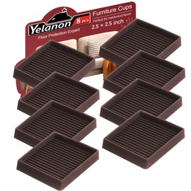 Yelanon 8pcs 2.5" Non Slip Furniture Pads for Hardwood Floors - Anti Skid Grippers Rubber Feet Floor Protectors Stoppers to Prevent Sliding for Bed Couch Wood Furniture (Brown)