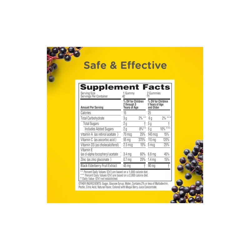 Zarbee Naturals Mighty Bee Gomitas Infantiles Saúco Vitamina Zinc Sabor